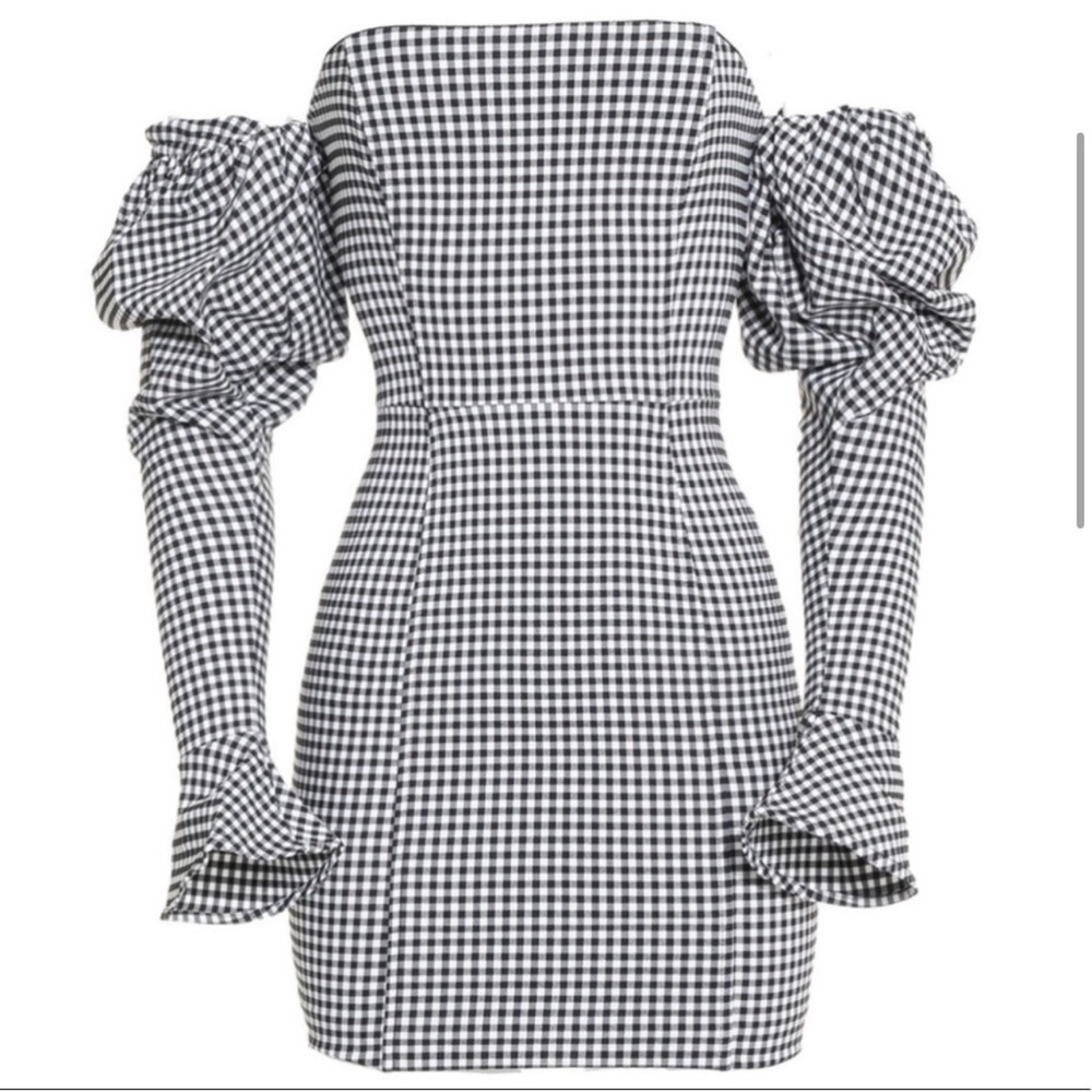 Naked Wardrobe Black and White Puff Sleeve Mini Dress